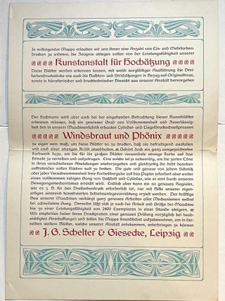 Ephemera. Specimens of printing to advertise their Ph&ouml;nix press.