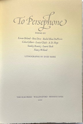 Item #18765 To Persephone. ELM Press