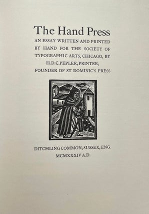 Item #2821 Saint Dominic's Press, A Bibliography 1916-1937. Michael Taylor, Brocard Sewell